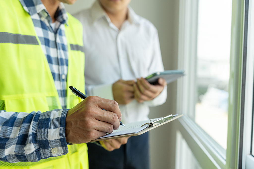 Inspector Engineer And Owner Project Is Inspecting Construction